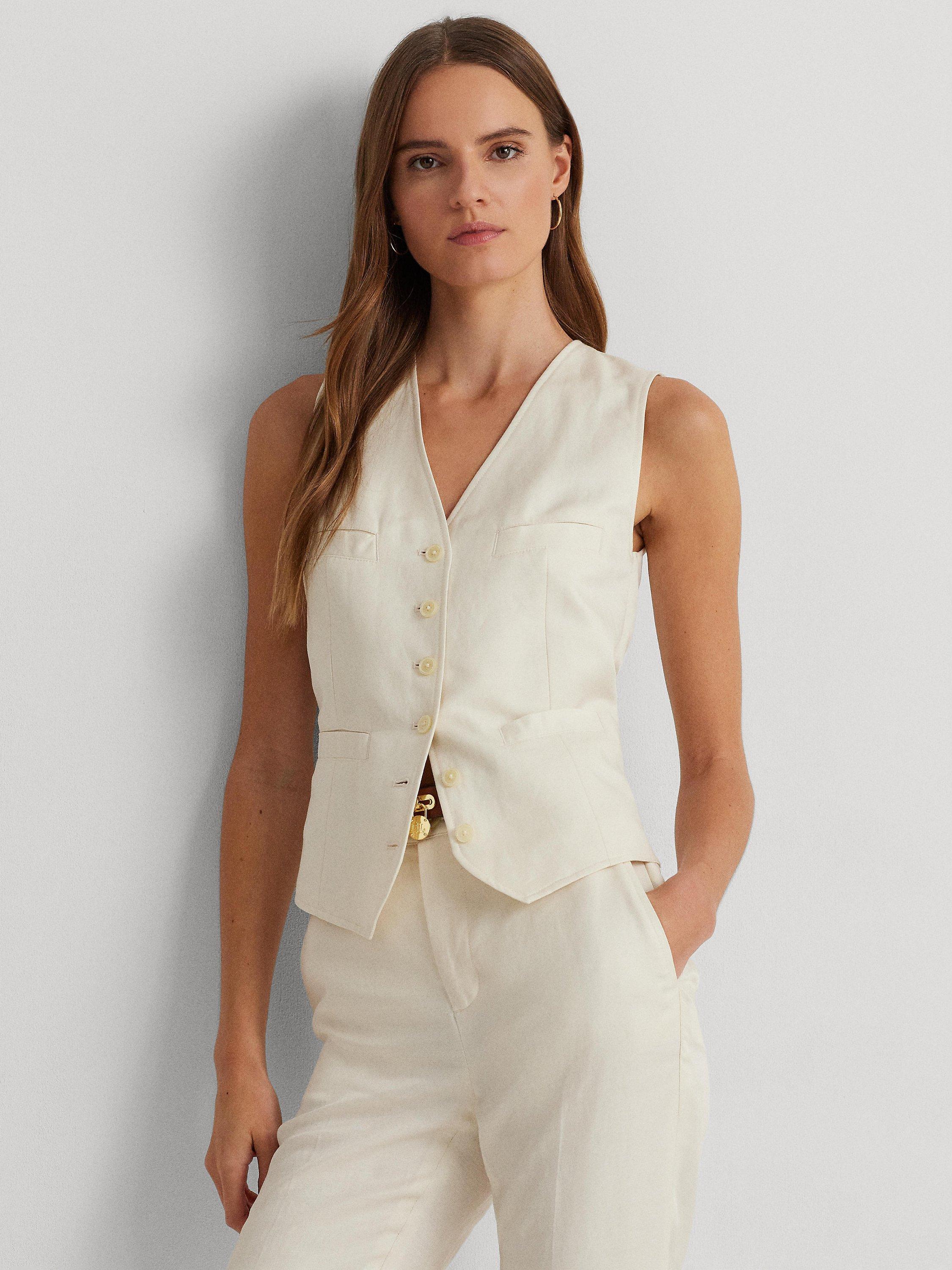 Lauren Ralph Lauren Linen Blend Twill Vest, Natural Cream