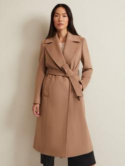 Phase Eight Livvy Wool Blend Trench Coat, Camel, Camel