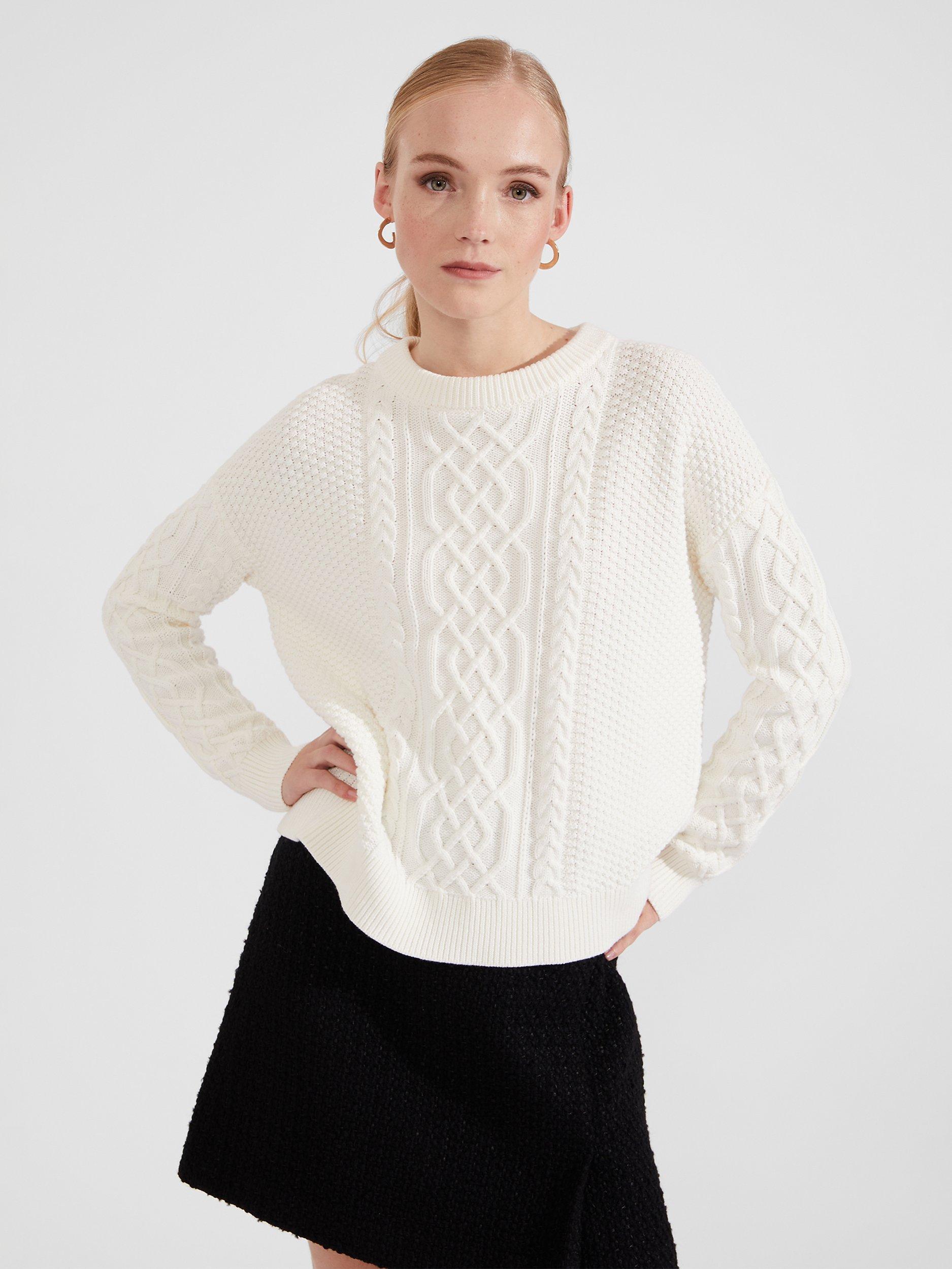 Hobbs Corina Cable Knit Jumper Ivory