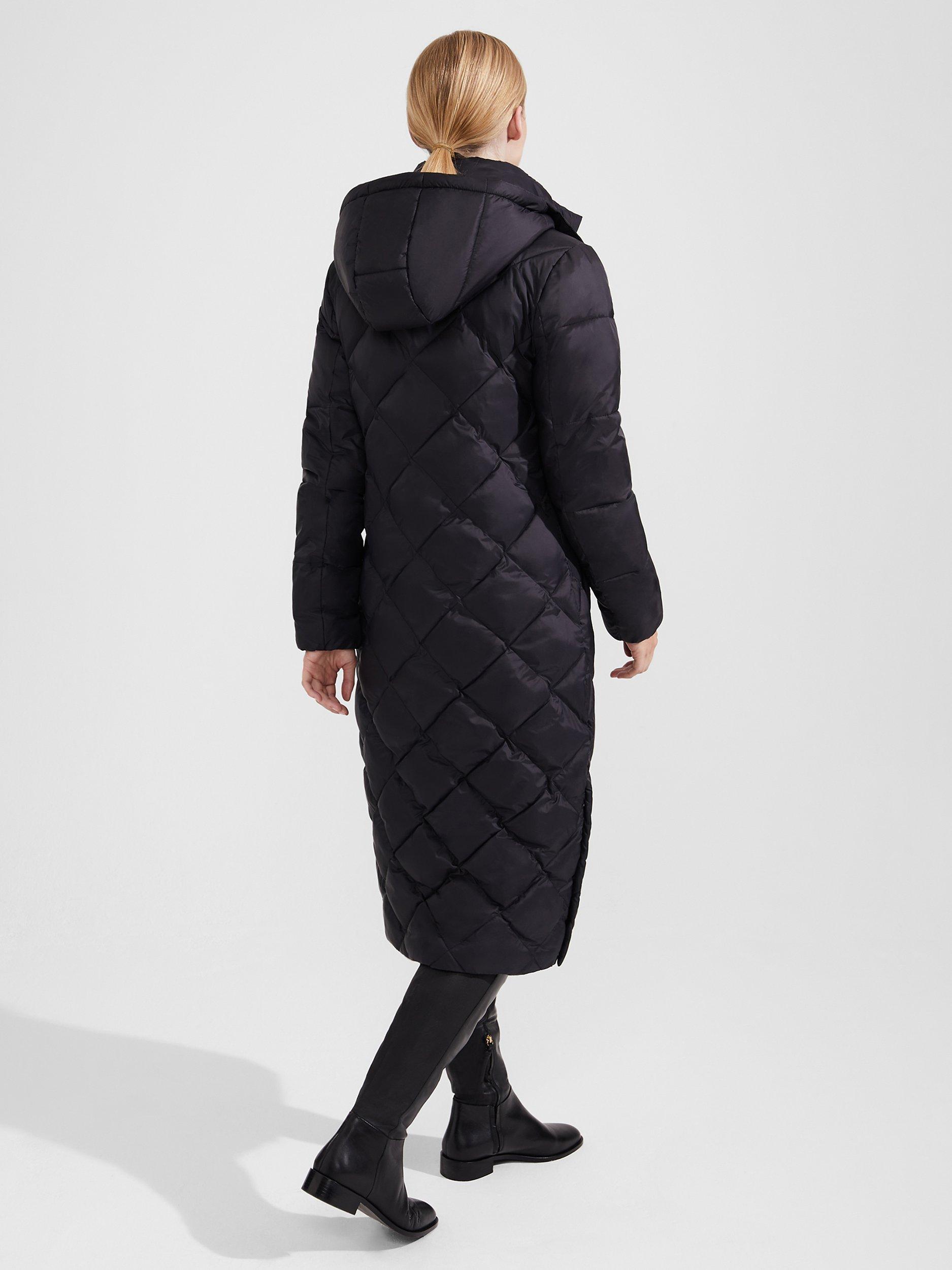 Product image 2 of 8, which shows Hobbs Avril Puffer Hooded Coat, Black, 6
