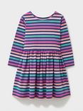 Crew Clothing Kids' Cotton Jersey Striped Dress, Purple/Multi