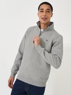 Crew Clothing Zip-Neck Sweater, Mid Grey