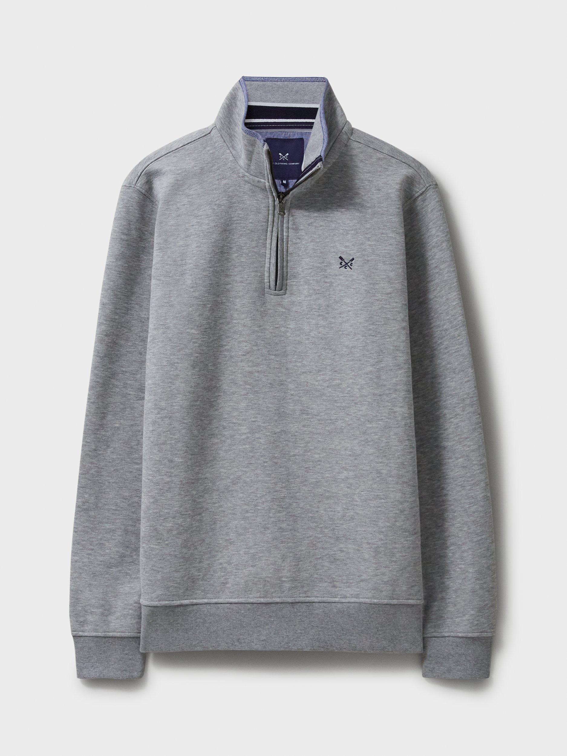 Product image 6 of 6, which shows Crew Clothing Zip-Neck Sweater, Mid Grey, L