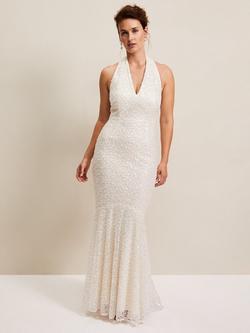 Phase Eight Guinevere Sequin Wedding Dress, Ivory, Ivory