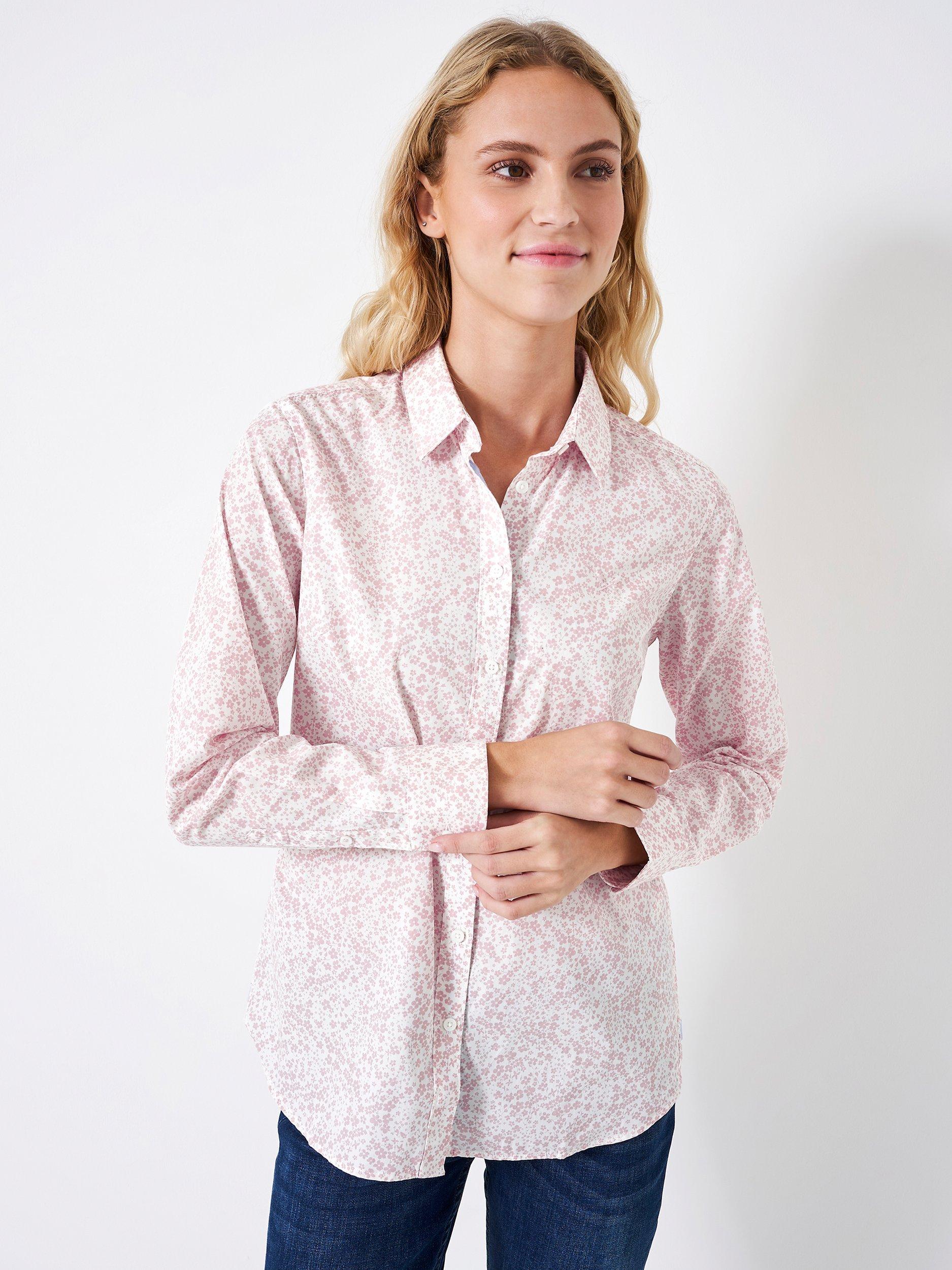 Crew Clothing Lulworth Tailored Floral Shirt, White/Pink