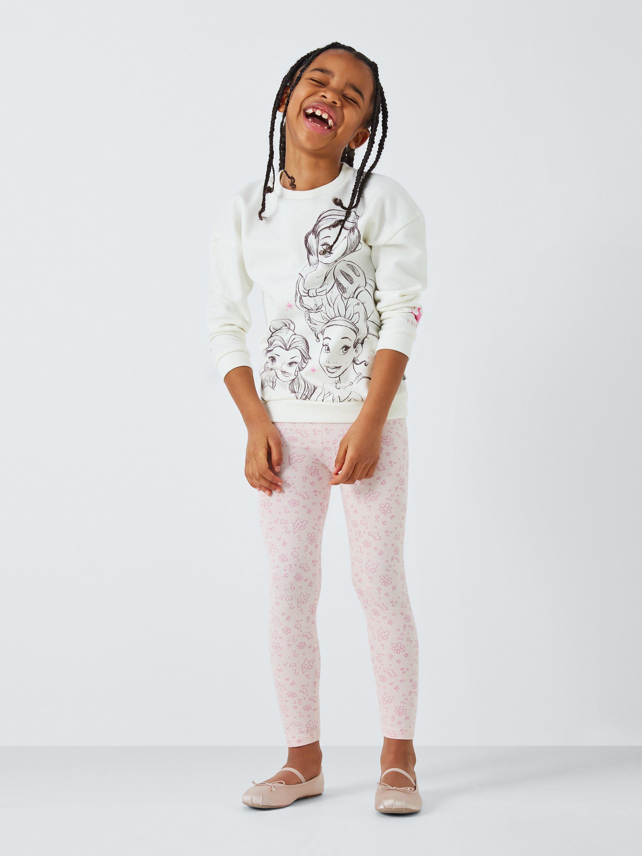 Product image 1 of 6, which shows Brand Threads Kids' Disney Princess Top & Leggings Set, Pink/White, 2-3 years