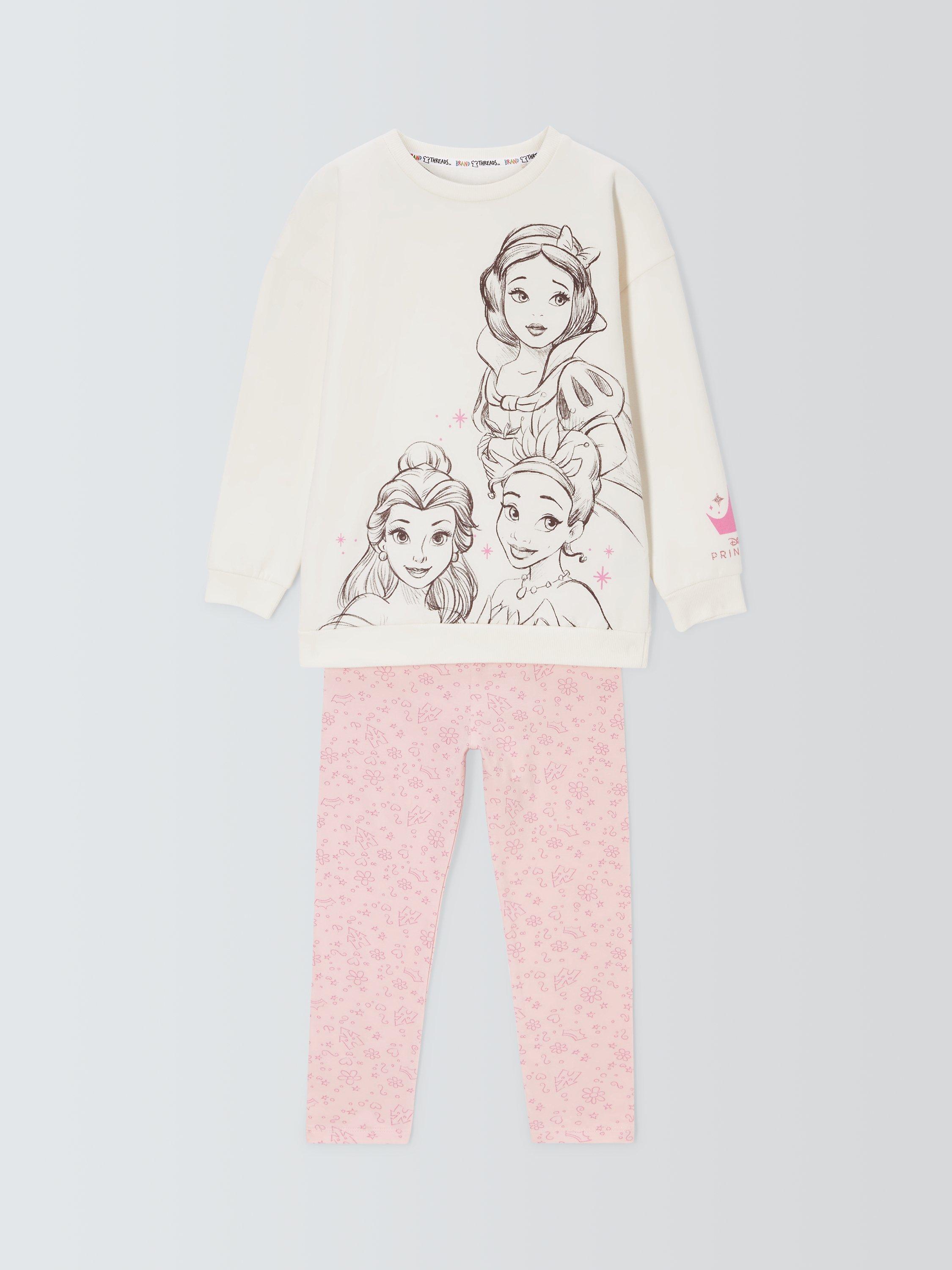 Product image 3 of 6, which shows Brand Threads Kids' Disney Princess Top & Leggings Set, Pink/White, 2-3 years