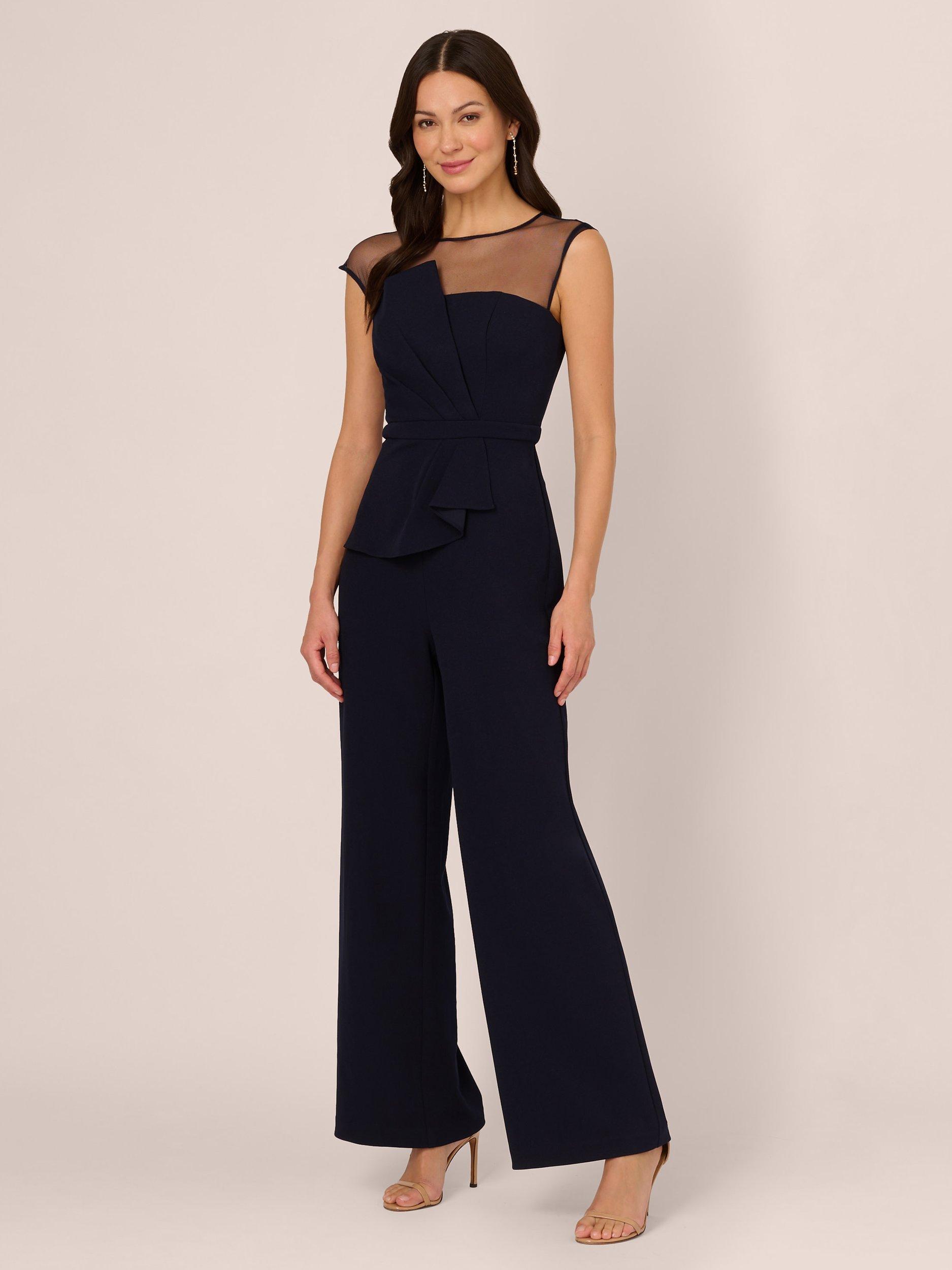 Adrianna Papell Knit Crepe Jumpsuit, Midnight, 20