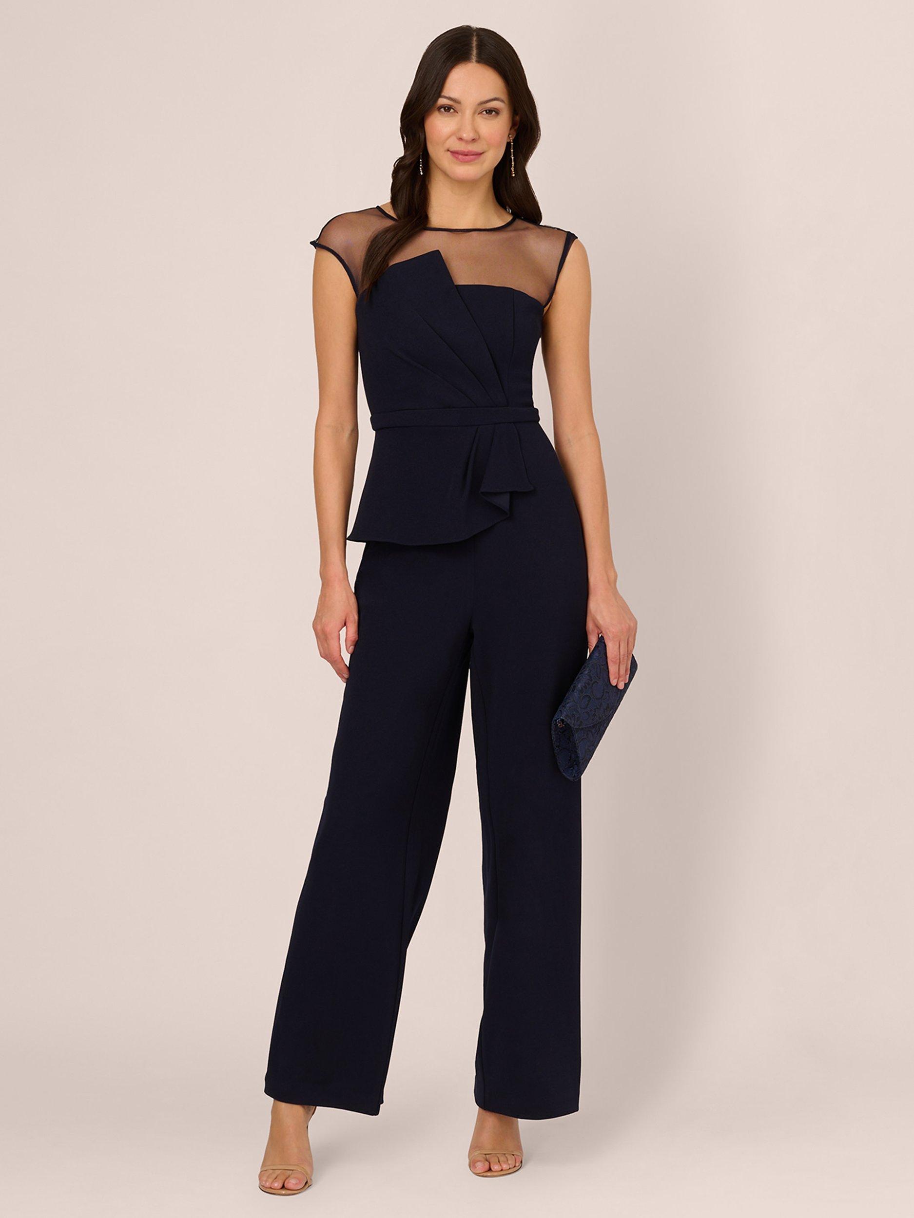 Product image 3 of 6, which shows Adrianna Papell Knit Crepe Jumpsuit, Midnight, 20