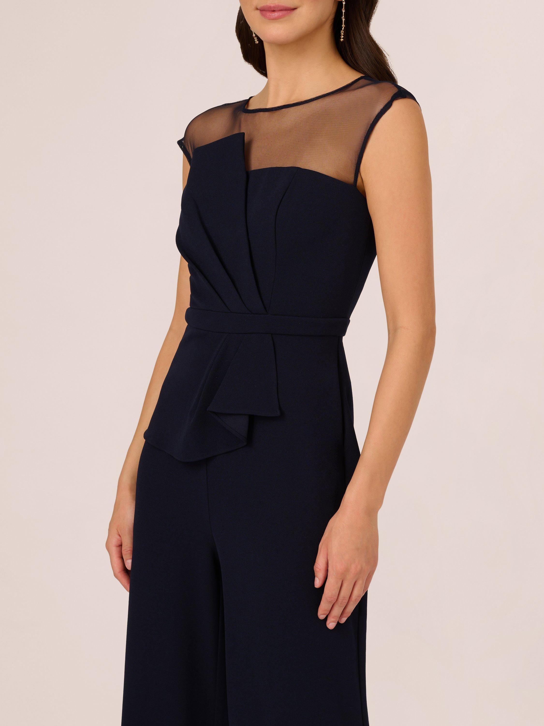 Product image 4 of 6, which shows Adrianna Papell Knit Crepe Jumpsuit, Midnight, 20
