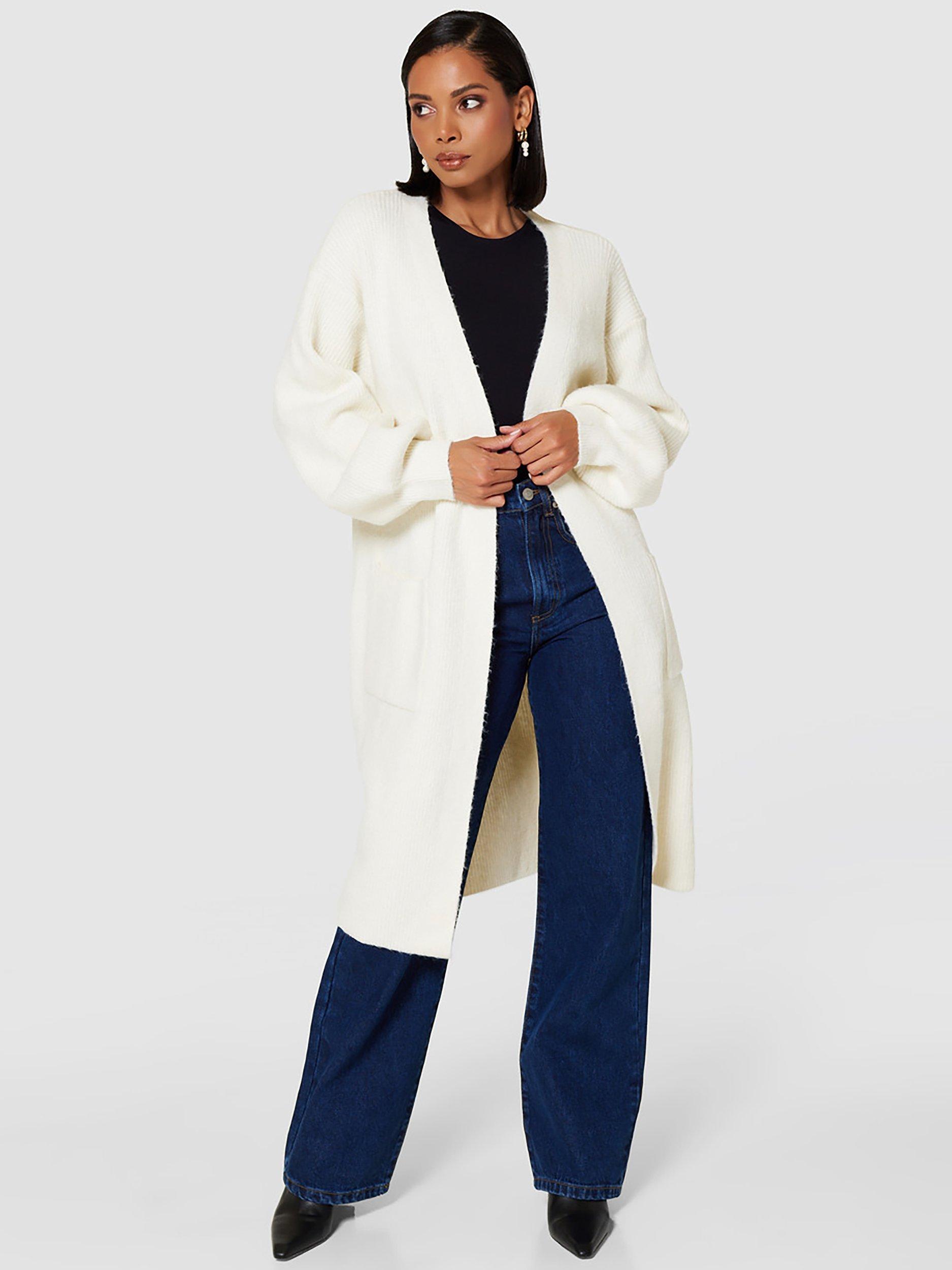 Product image 4 of 5, which shows Closet London Longline Cardigan, Ivory, S