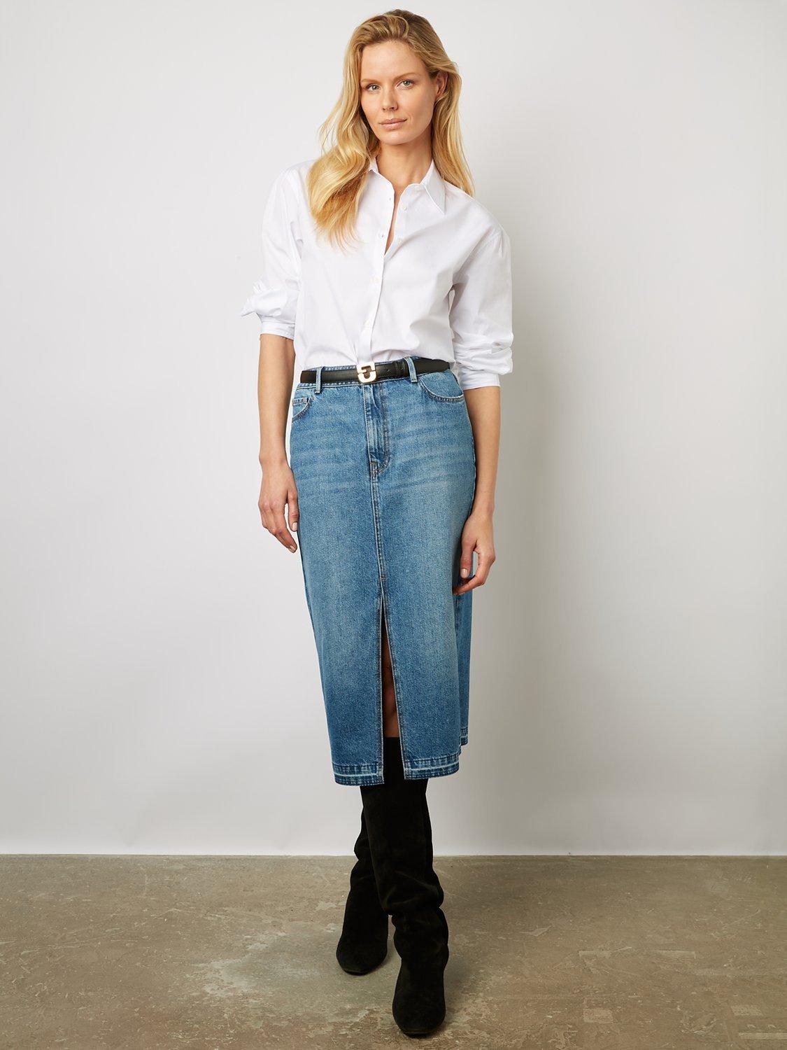 Gerard Darel Deborra Denim Midi Skirt, Blue