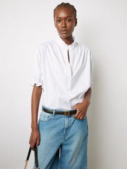 Gerard Darel Annyr Ruffle Detail Cotton Top, White, White