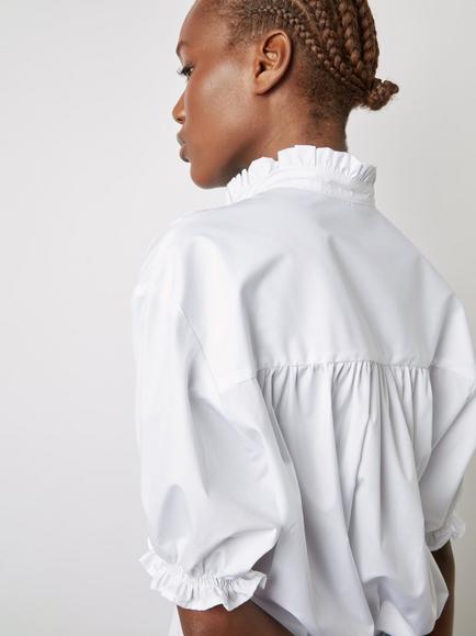 Gerard Darel Annyr Ruffle Detail Cotton Top, White - view 2, White