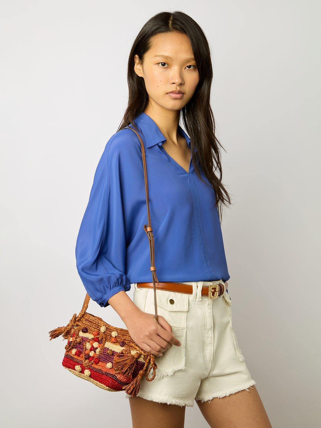 Gerard Darel Amalya Silk Blend Blouse, Blue