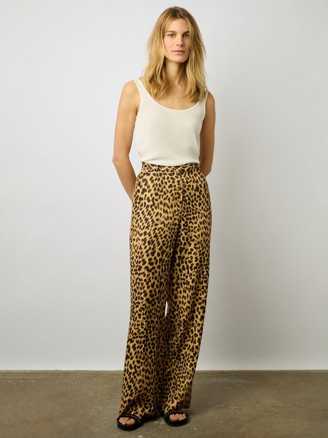 Gerard Darel Cybell Linen Blend Wide Leg Trousers, Brown