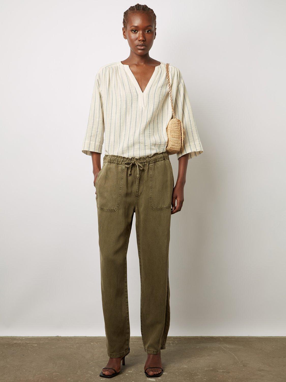 Gerard Darel Colombe Linen Blend Jeans, Khaki Green