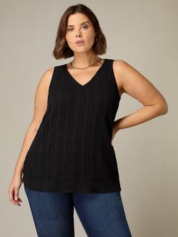 Live Unlimited Curve Crochet Knit Vest, Black, Black