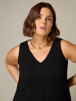 Live Unlimited Curve Crochet Knit Vest, Black - view 2, Black