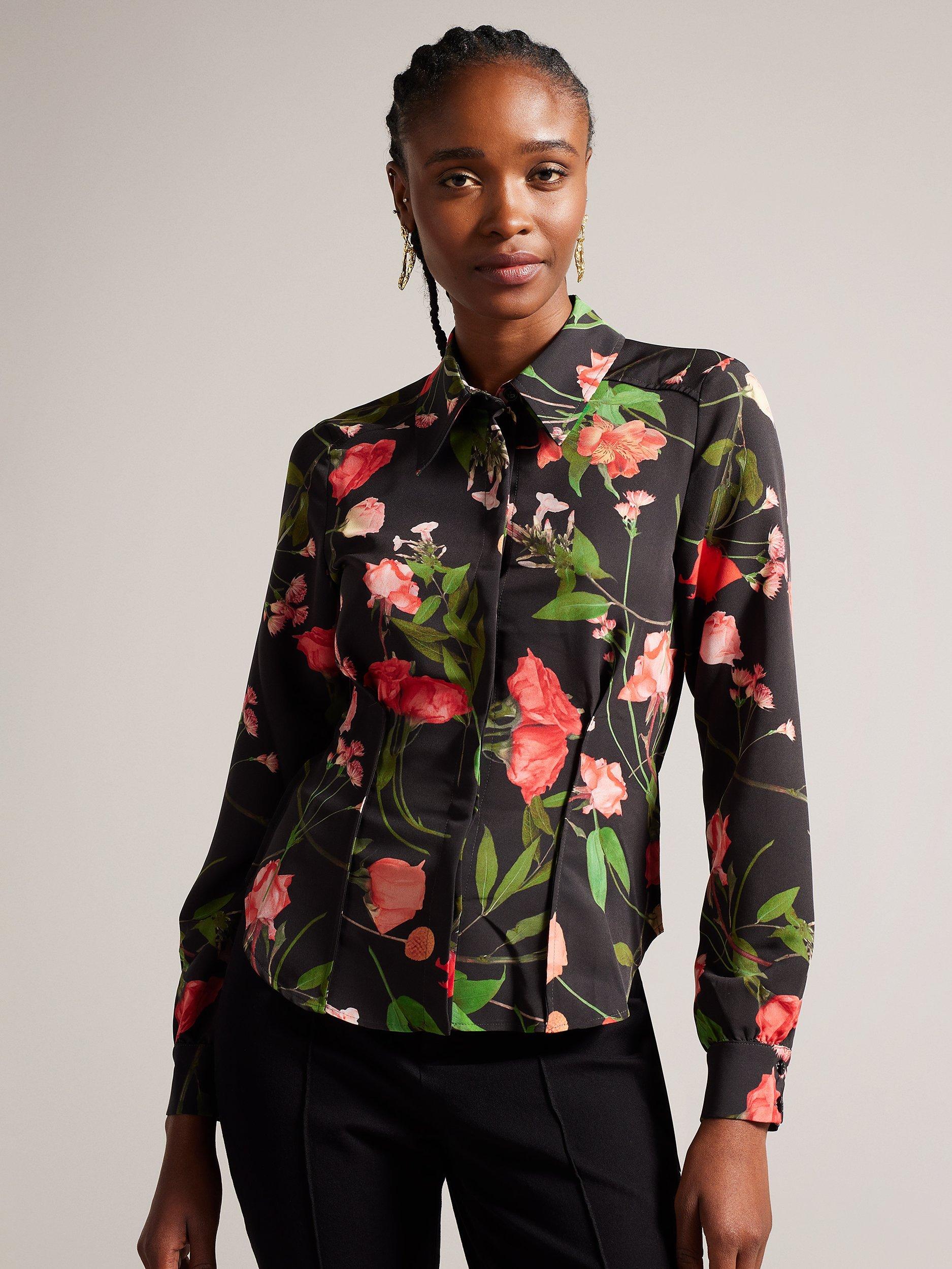 Ted Baker Meggha Floral Print Blouse, Black