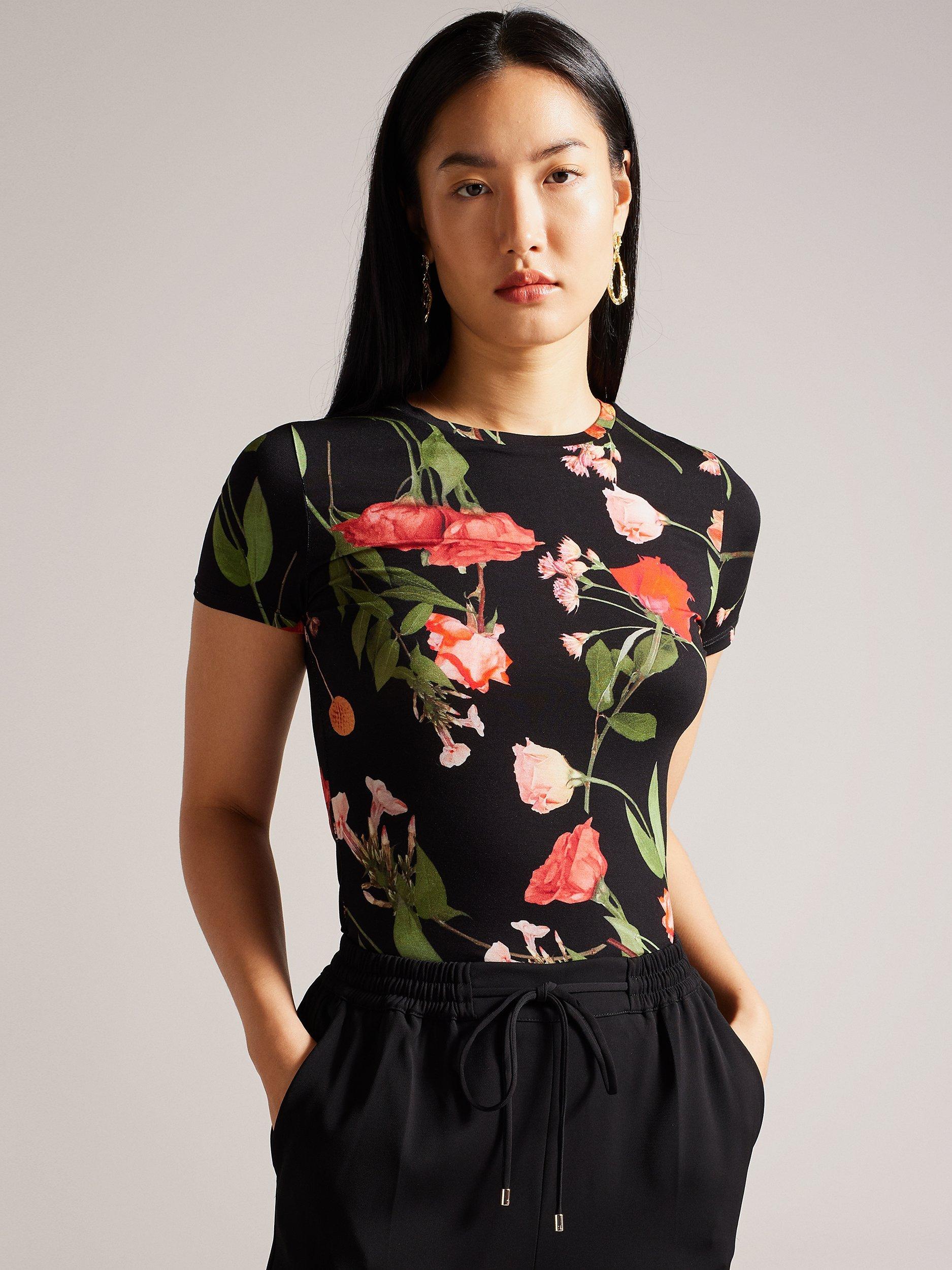 Ted Baker Treyya Floral Slim Fit T-Shirt, Black