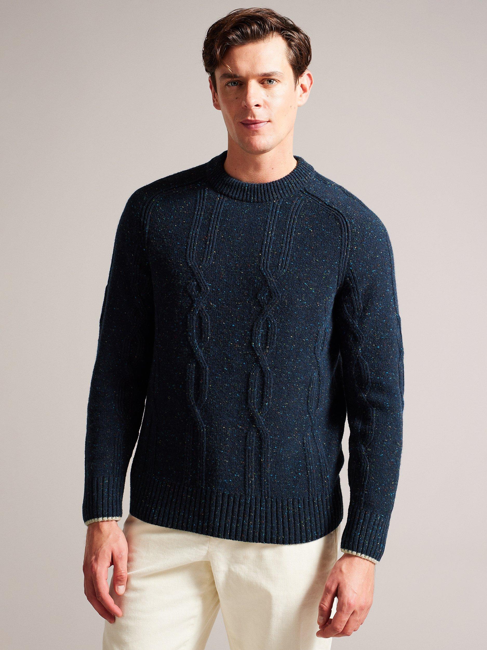 Ted Baker Enroe Wool Blend Cable Knit Jumper, Navy