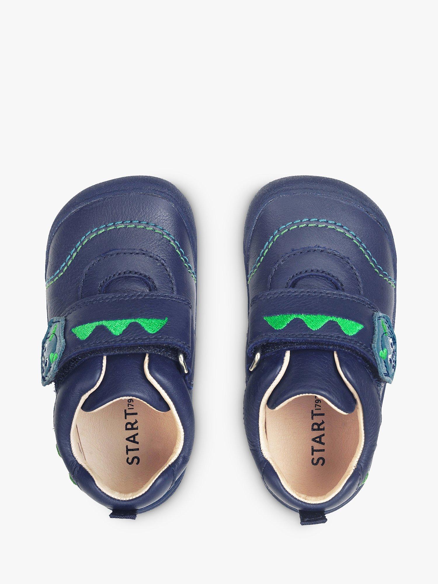 Product image 2 of 6, which shows Start-Rite Baby Dino Foot First Steps Leather Shoes, Navy/Multi, 3F Jnr