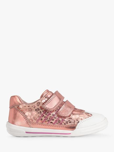 Start-Rite Baby Roundabout Leather Leopard Print Rip Tape Pre Walker Shoes, Rose Gold, Rose Gold L