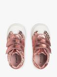 Start-Rite Baby Roundabout Leather Leopard Print Rip Tape Pre Walker Shoes, Rose Gold