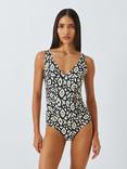 John Lewis Maya Aztec Ruched Swimsuit, Black/Multi