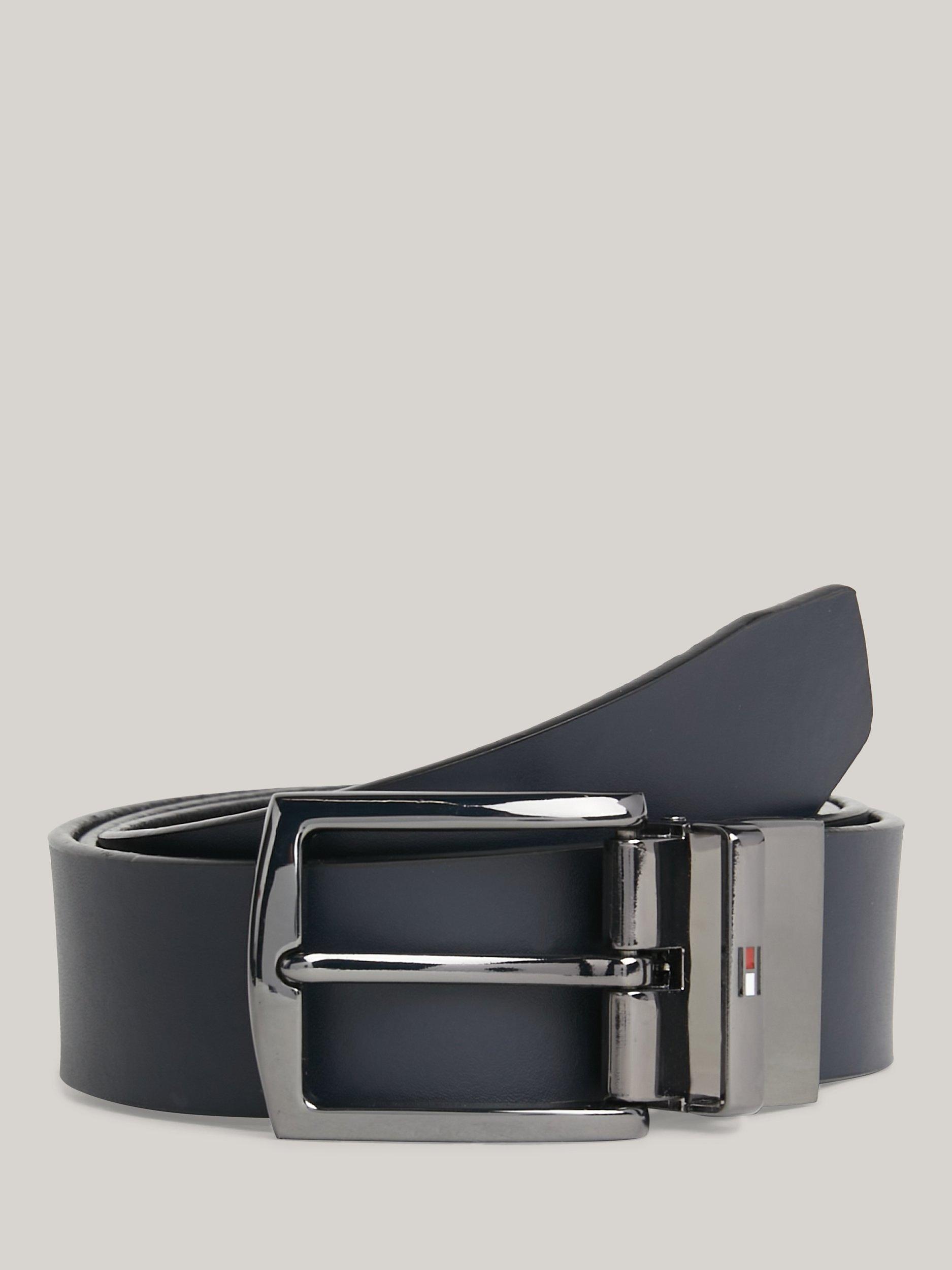 Product image 1 of 3, which shows Tommy Hilfiger Denton 3.5 Reversible Leather Belt, Black/Space Blue, One Size