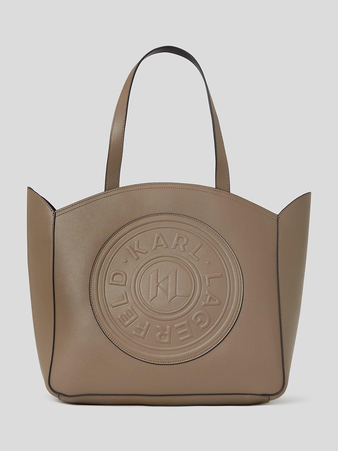 KARL LAGERFELD K/Circle Embossed Large Leather Tote Bag, Dark Taupe