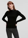 KARL LAGERFELD Turtle Neck Top, Black, Black