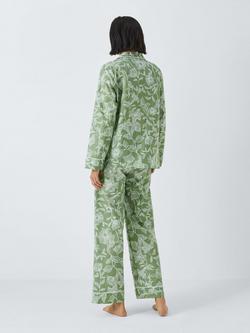 John Lewis Poppy Floral Shirt Long Pyjama Set, Sage - view 2, Sage