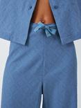 John Lewis Diamond Texture Shirt Long Pyjama Set, Smoky Blue