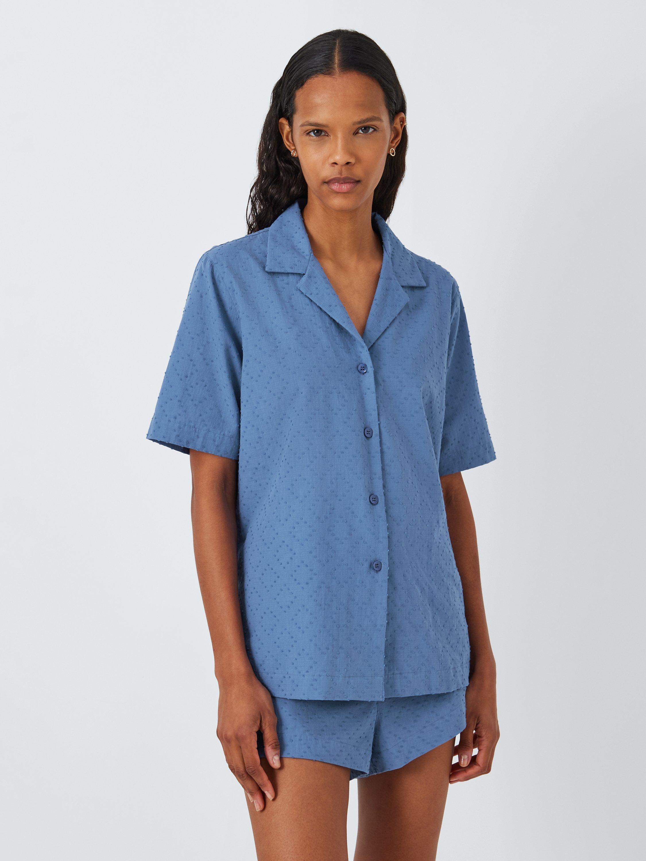 John Lewis Diamond Shirt Short Pyjama Set, Smoky Blue, 10