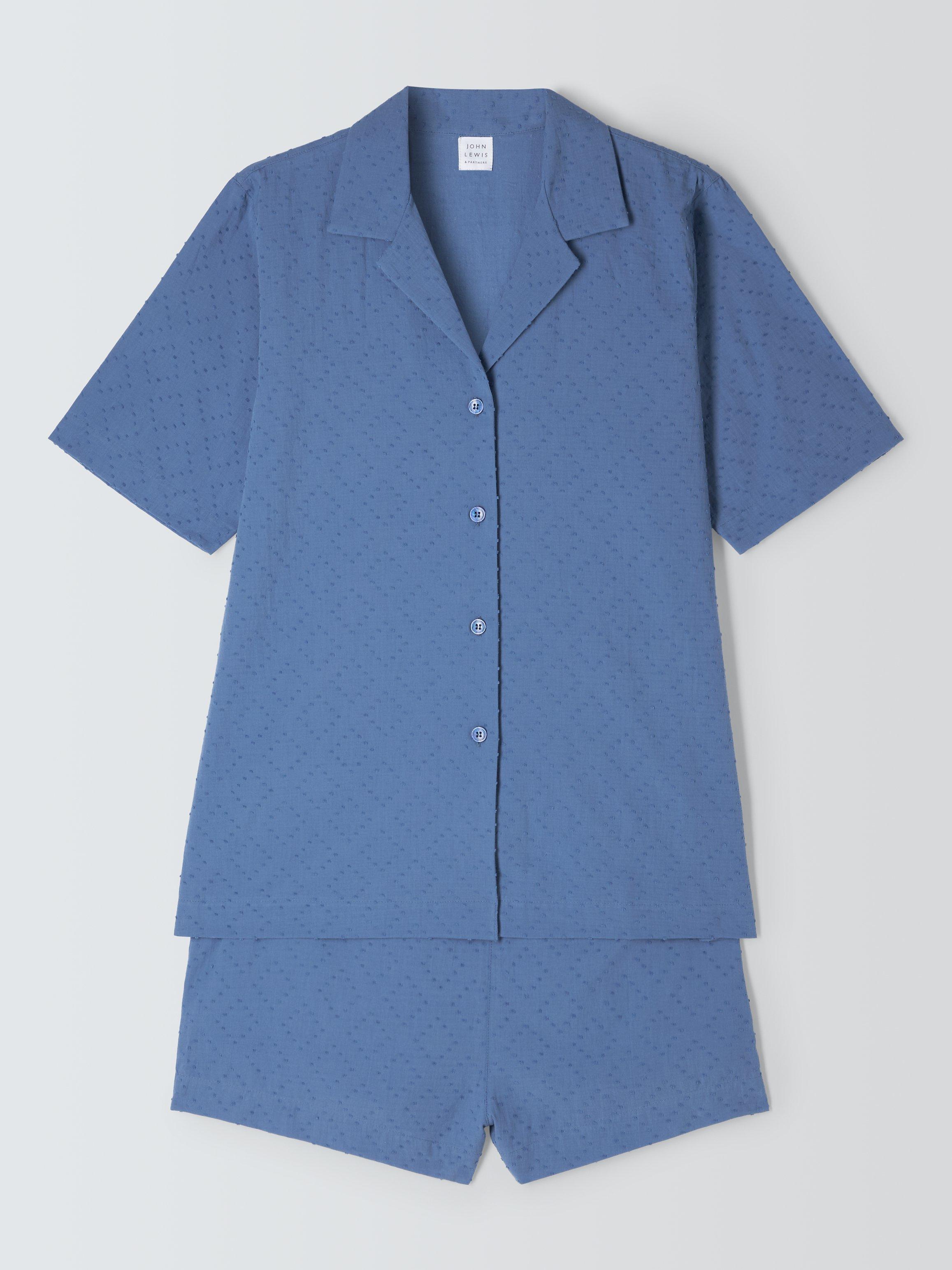 Product image 4 of 6, which shows John Lewis Diamond Shirt Short Pyjama Set, Smoky Blue, 10
