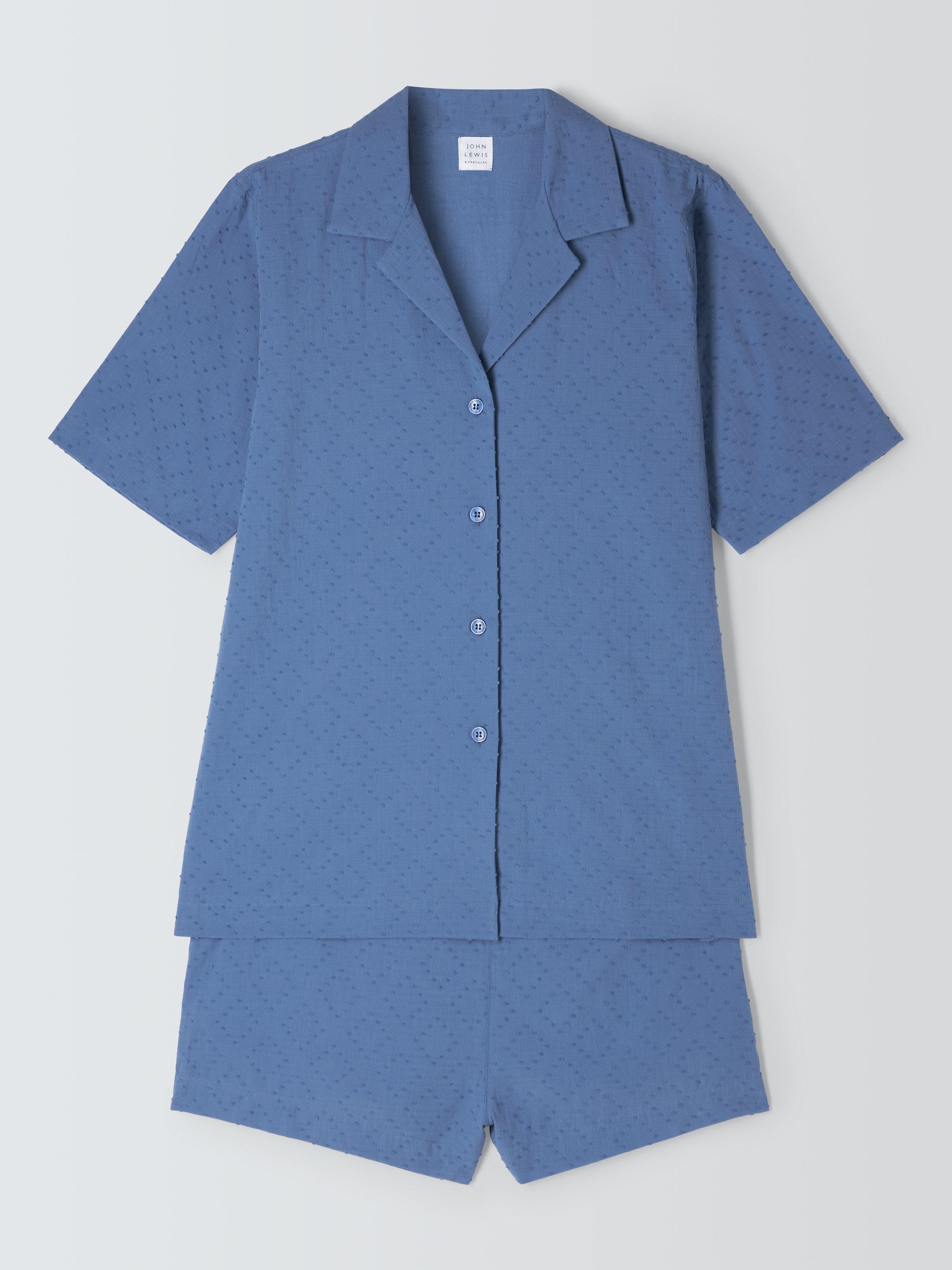 John Lewis Diamond Shirt Short Pyjama Set, Smoky Blue, 10