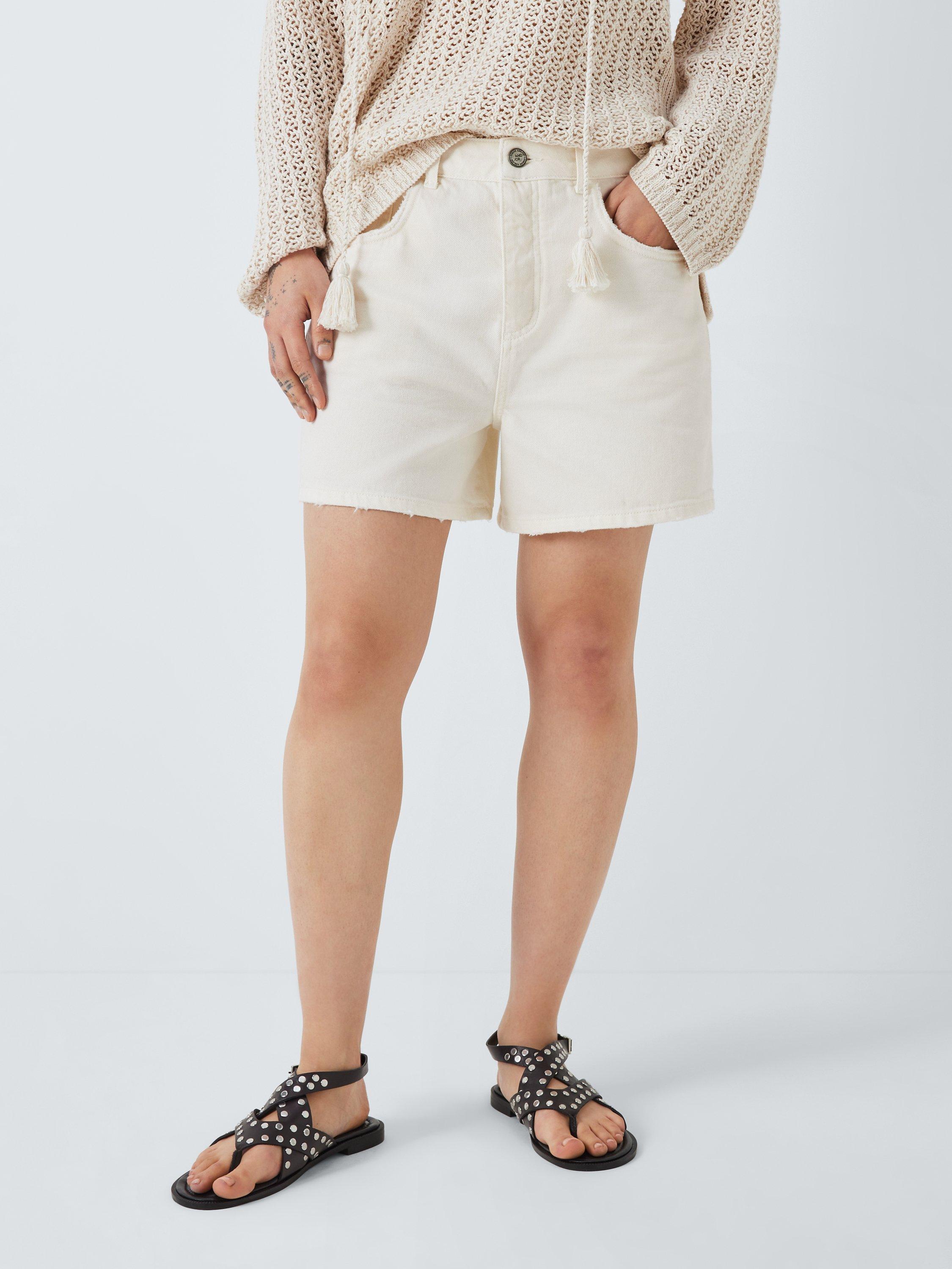 AND/OR Malibu Organic Cotton High Rise Denim Shorts, White