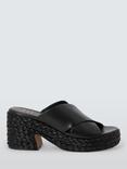 John Lewis Kikie Leather Raffia Cross Strap Heeled Mule Sandals