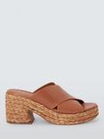 John Lewis Kikie Leather Raffia Cross Strap Heeled Mule Sandals