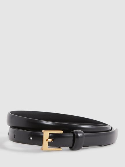 Reiss Holly Skinny Leather Belt, Black
