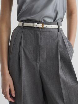 Reiss Holly Skinny Leather Belt - view 2, Off White