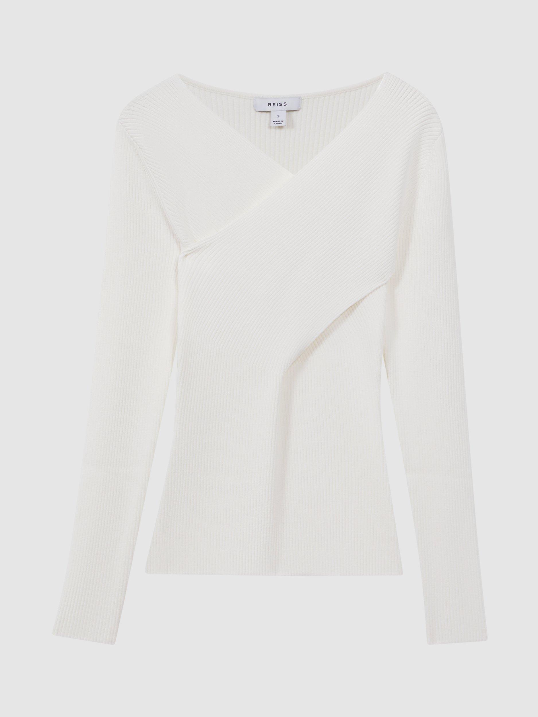 Reiss Heidi Wrap Neck Jumper Ivory