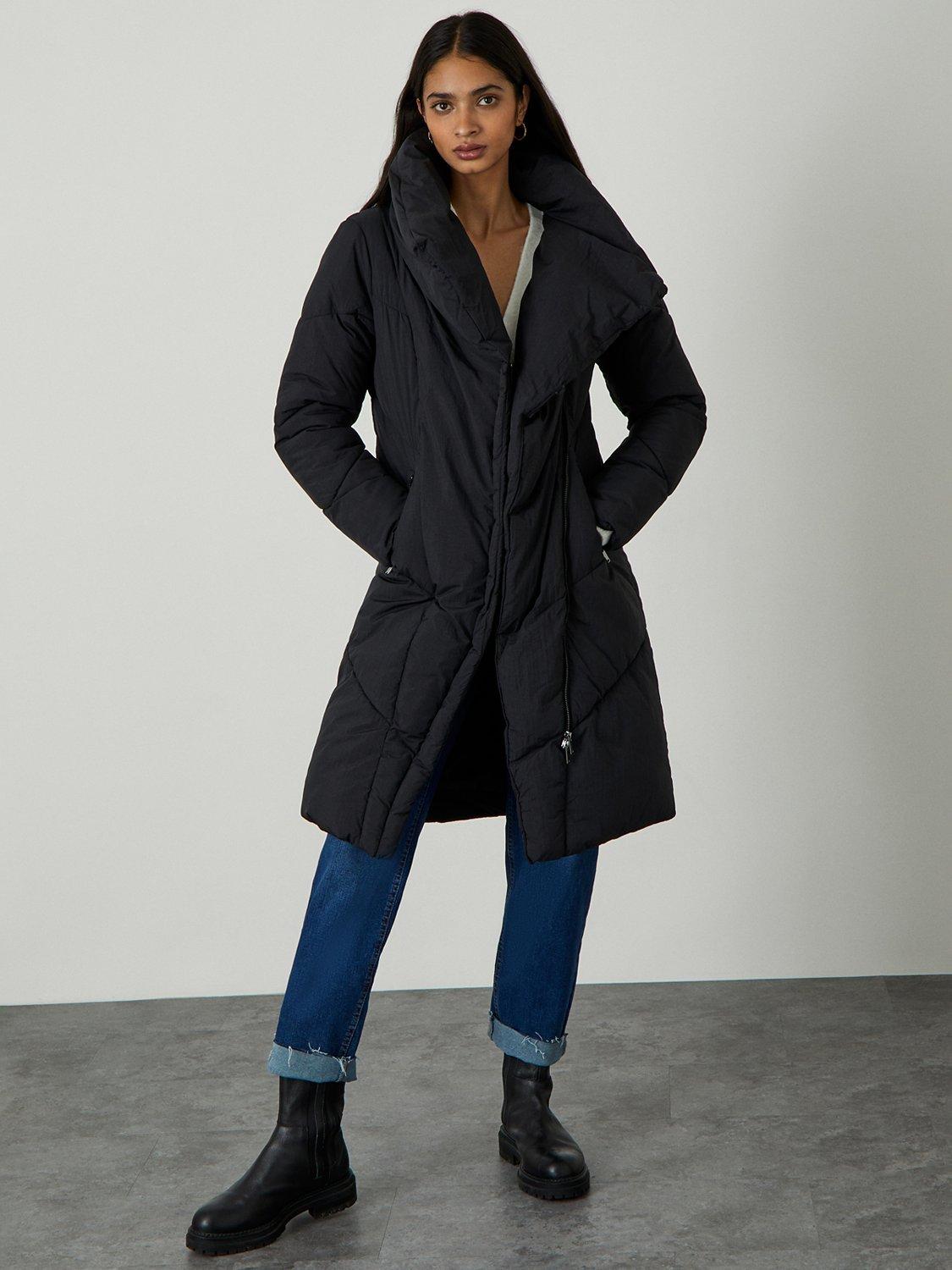 Monsoon Daisy Padded Coat, Black