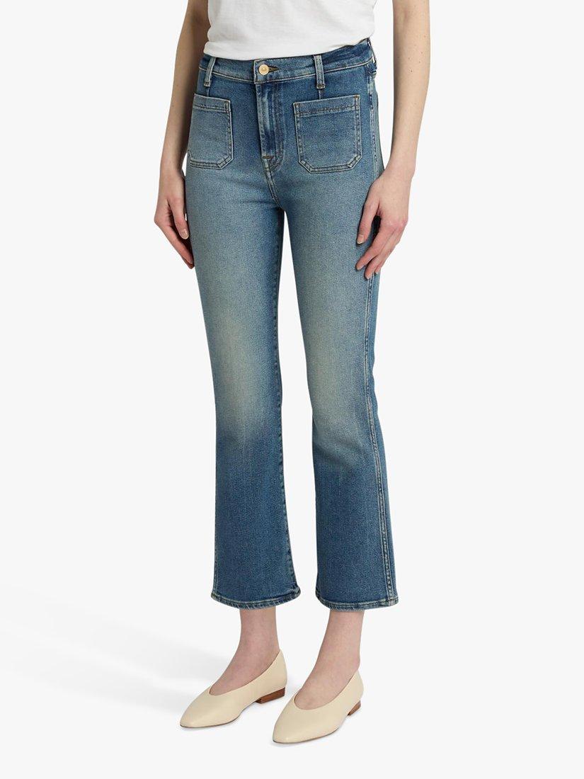 7 For All Mankind High Waist Slim Kick Cropped Jeans, Blue