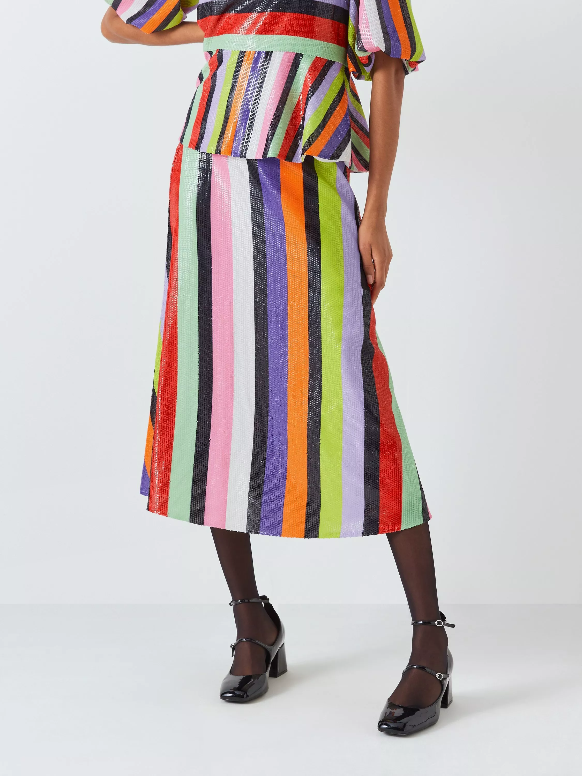 Midi sequin stripe skirt hotsell