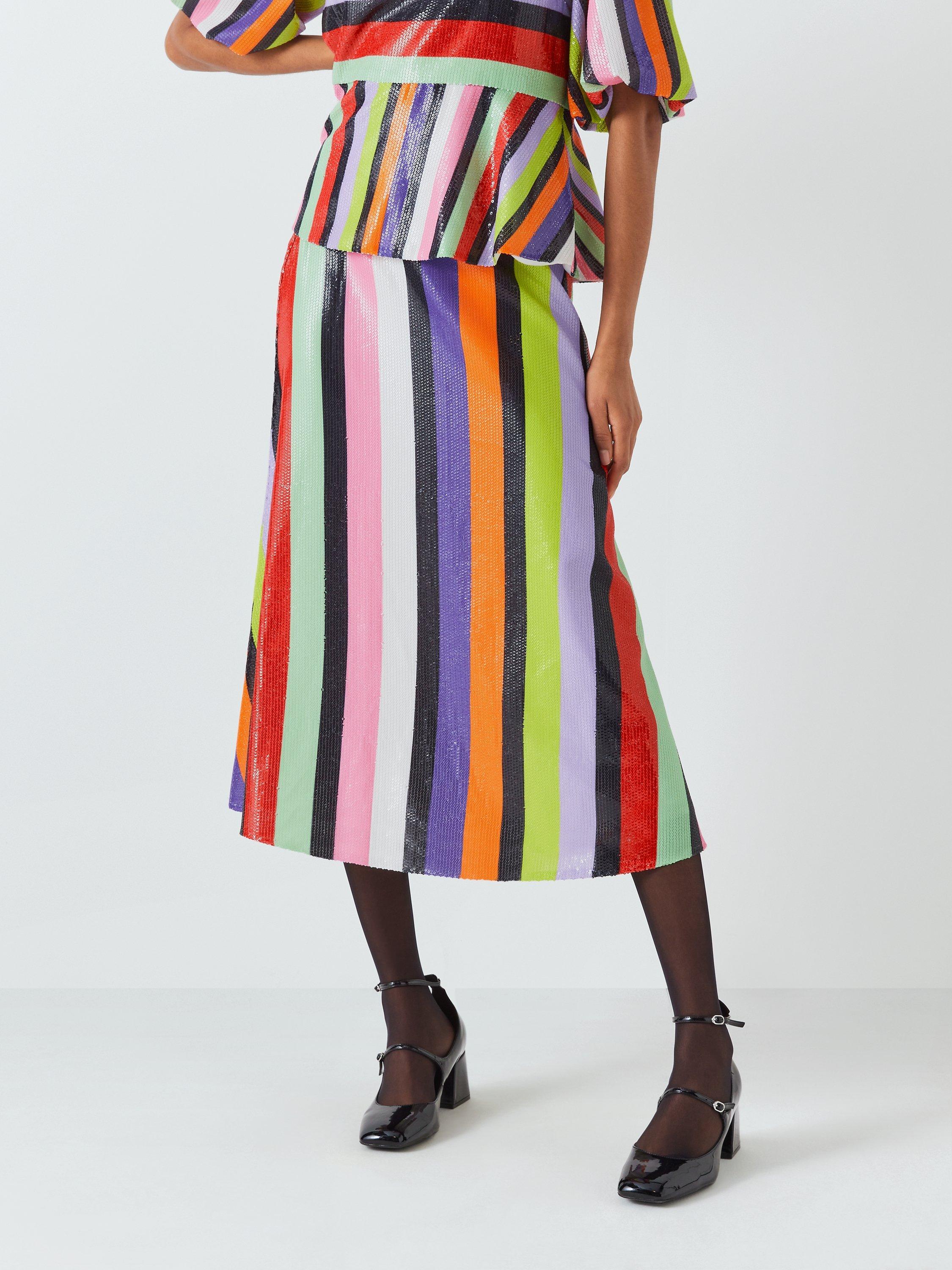 Olivia Rubin Penelope Sequin Stripe Skirt, Multi, 8