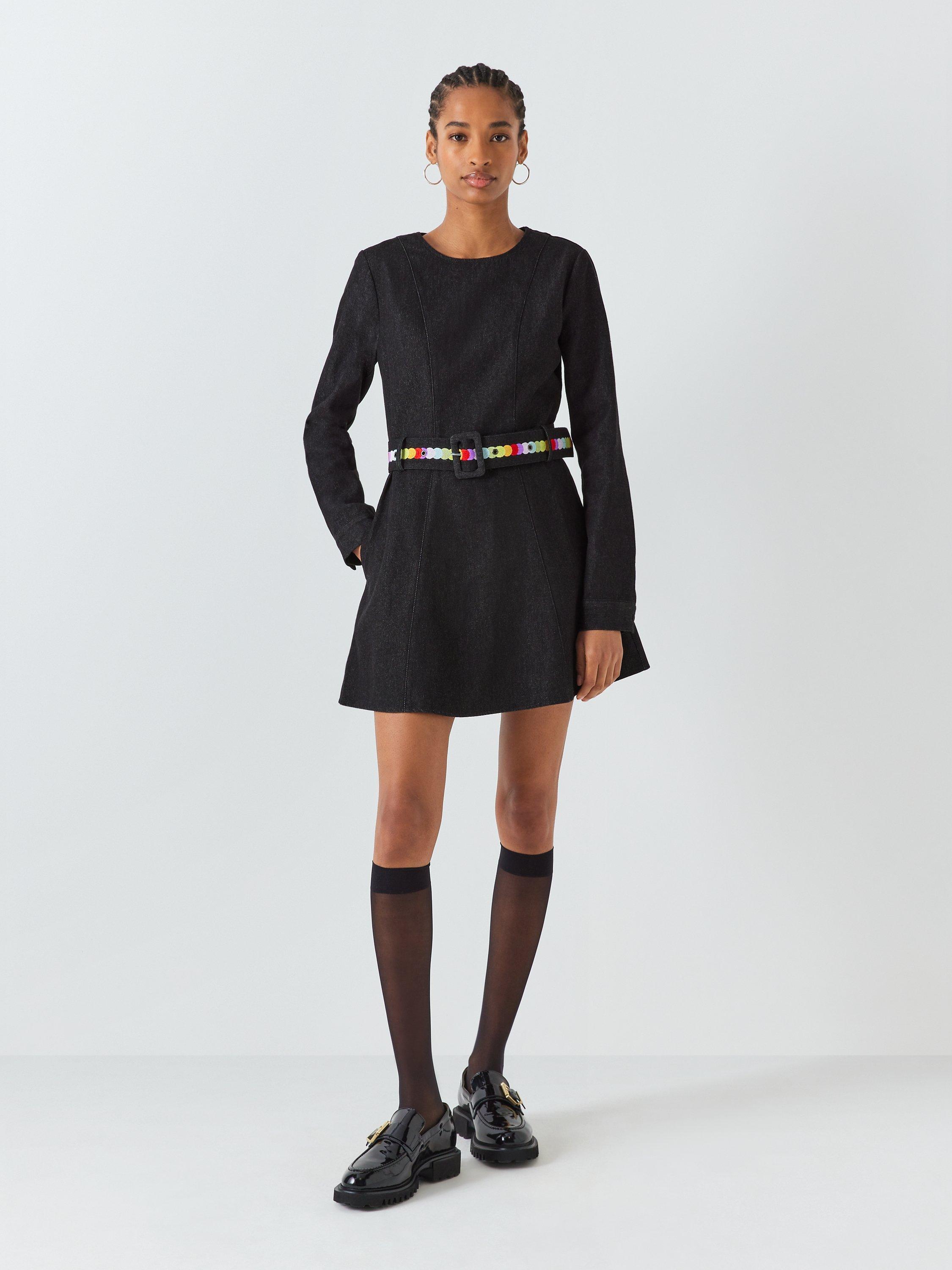 Product image 3 of 6, which shows Olivia Rubin Embroidered Belt Mini Dress, Black Wash, 6