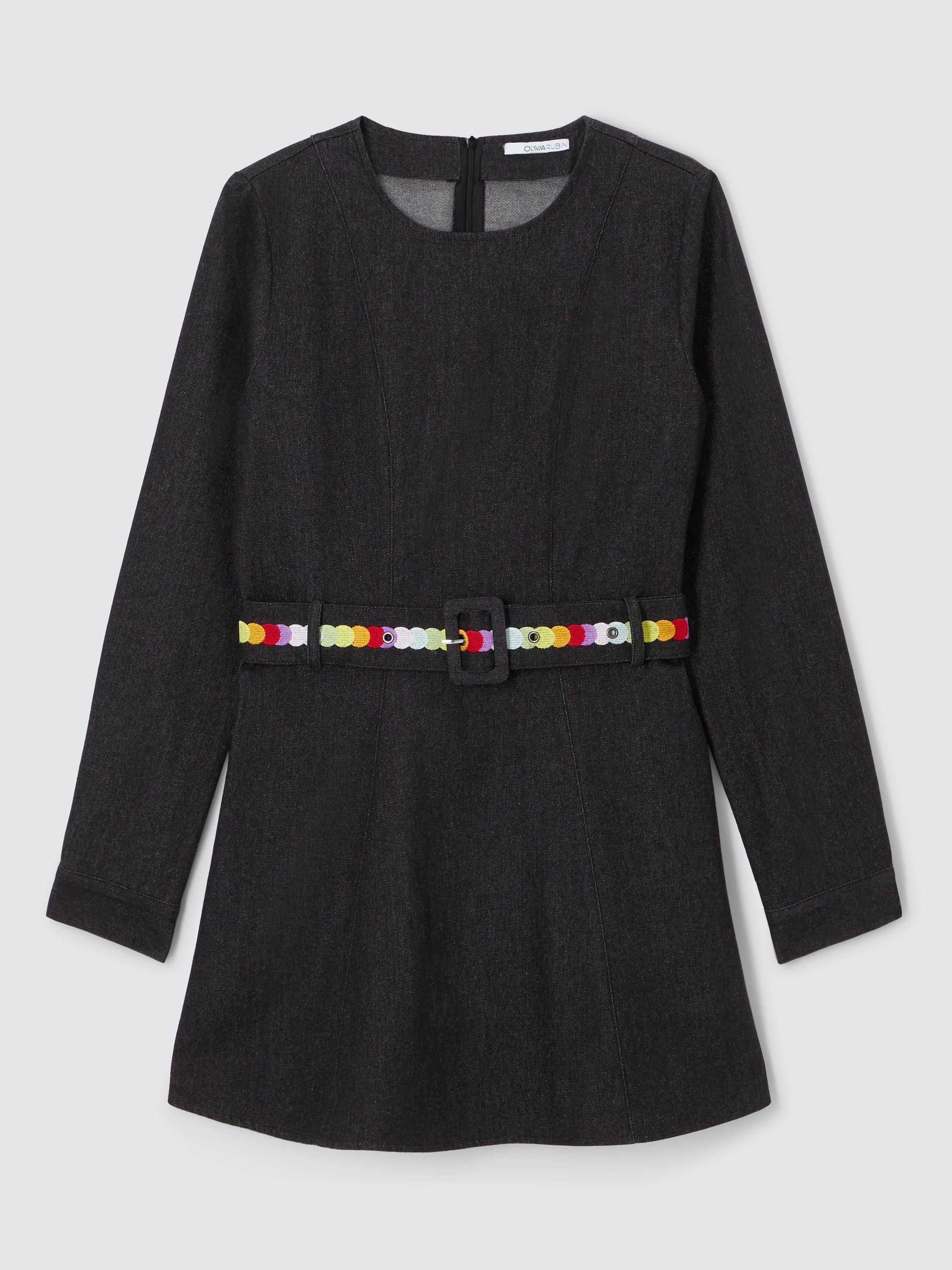 Product image 4 of 6, which shows Olivia Rubin Embroidered Belt Mini Dress, Black Wash, 6